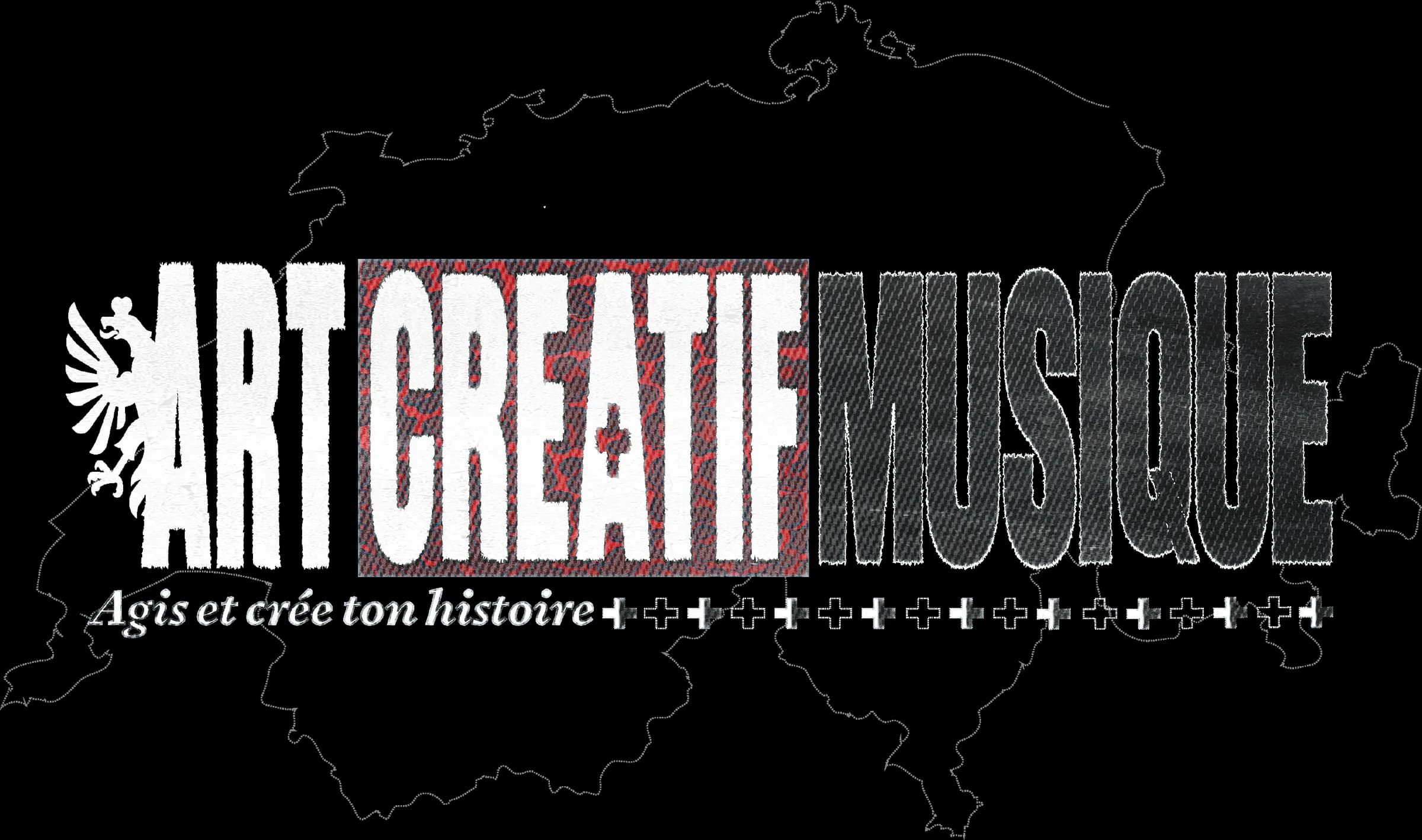 Art, créatif, musique : agis et crée ton histoire. Visuel PourNousParNous sur la carte de la Suisse.